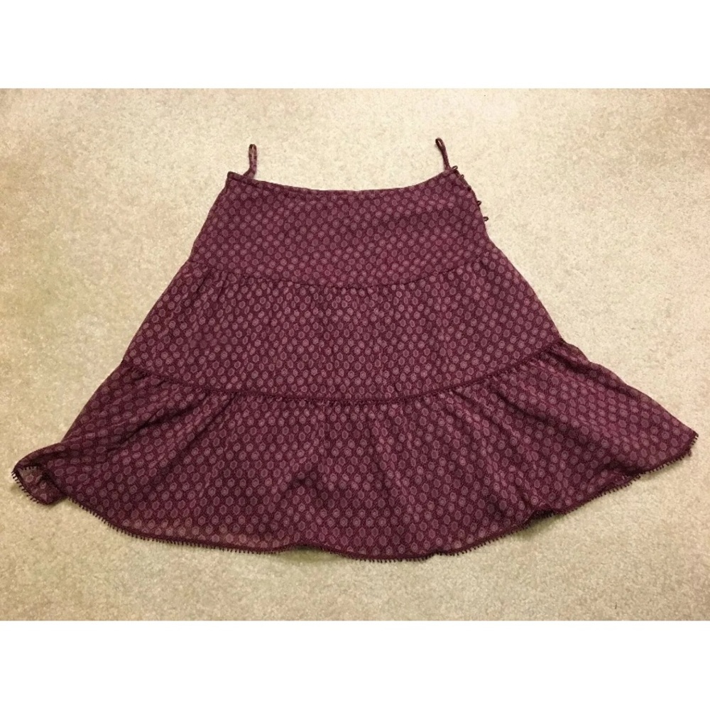 Free People Purple Polyester Skirt Circle Pattern Side Buttons Women's Size 3 XS